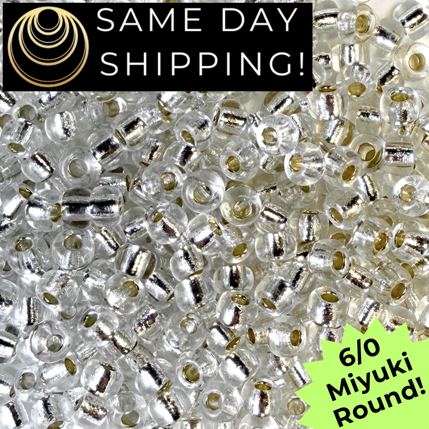 6-0131S Miyuki 6/0 Round Silver Lined Crystal 20g Tube