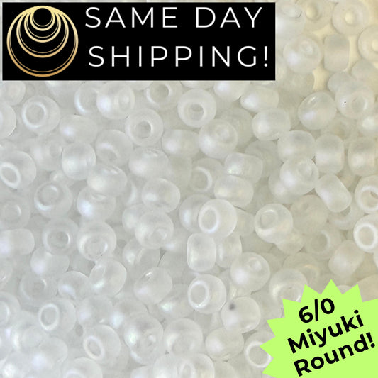 6-0131FR Miyuki 6/0 Round Matte Transparent Crystal AB 20g Tube