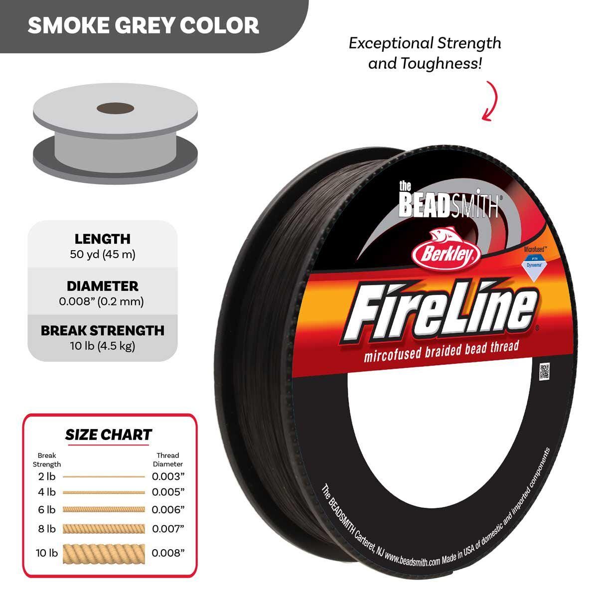 10LB, 50YD Smoke FireLine Beading Thread