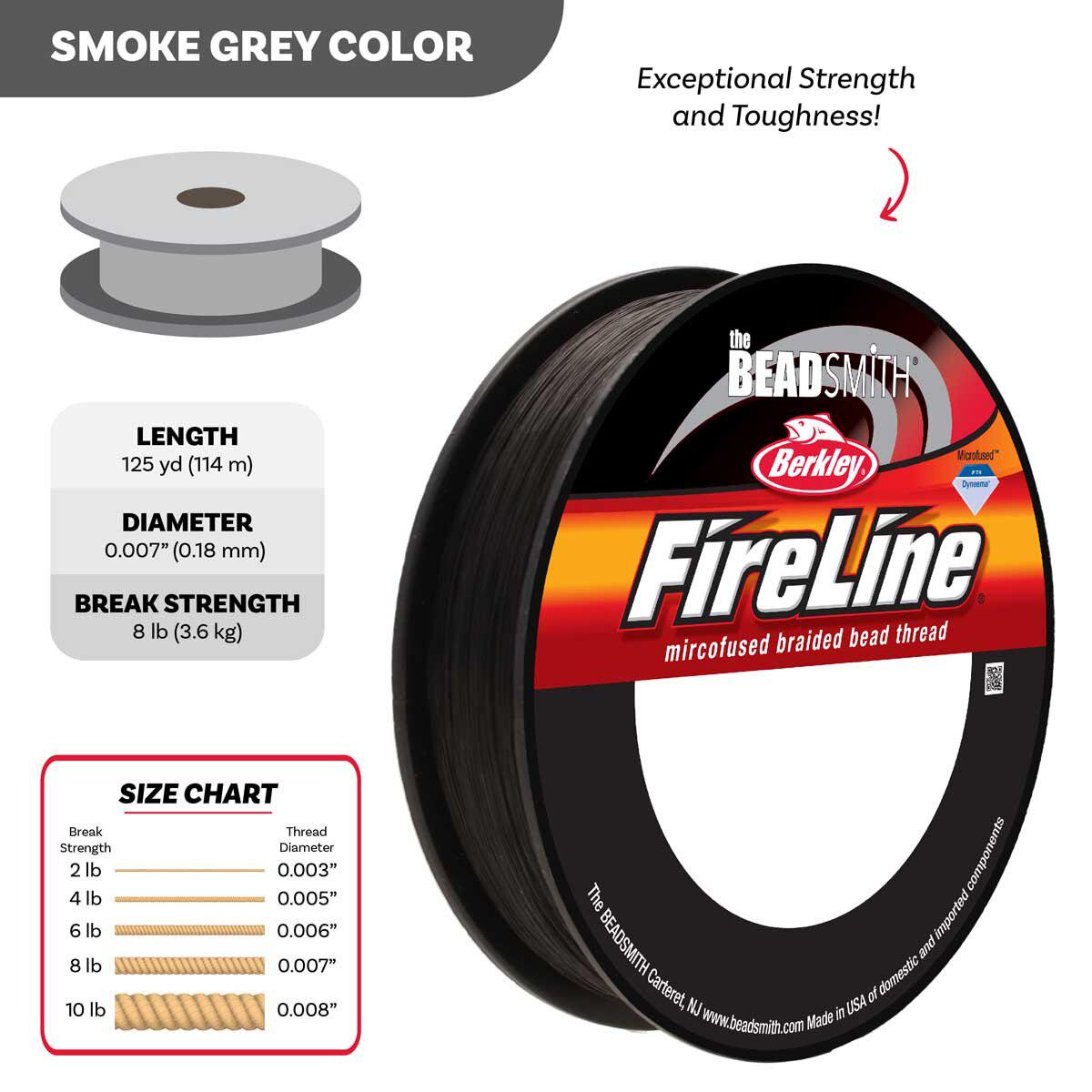 8LB, 125YD Smoke FireLine Beading Thread