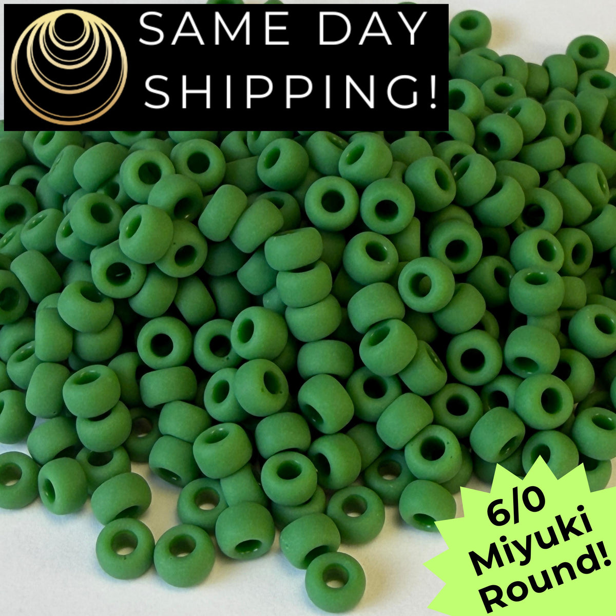 6-0411F Miyuki 6/0 Round Matte Opaque Green 20g Tube