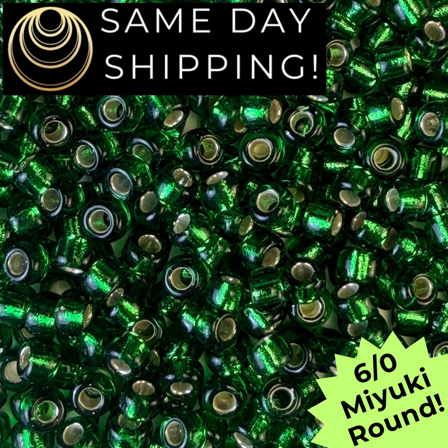 6-0146S Miyuki 6/0 Round Silver Lined Green 20g Tube