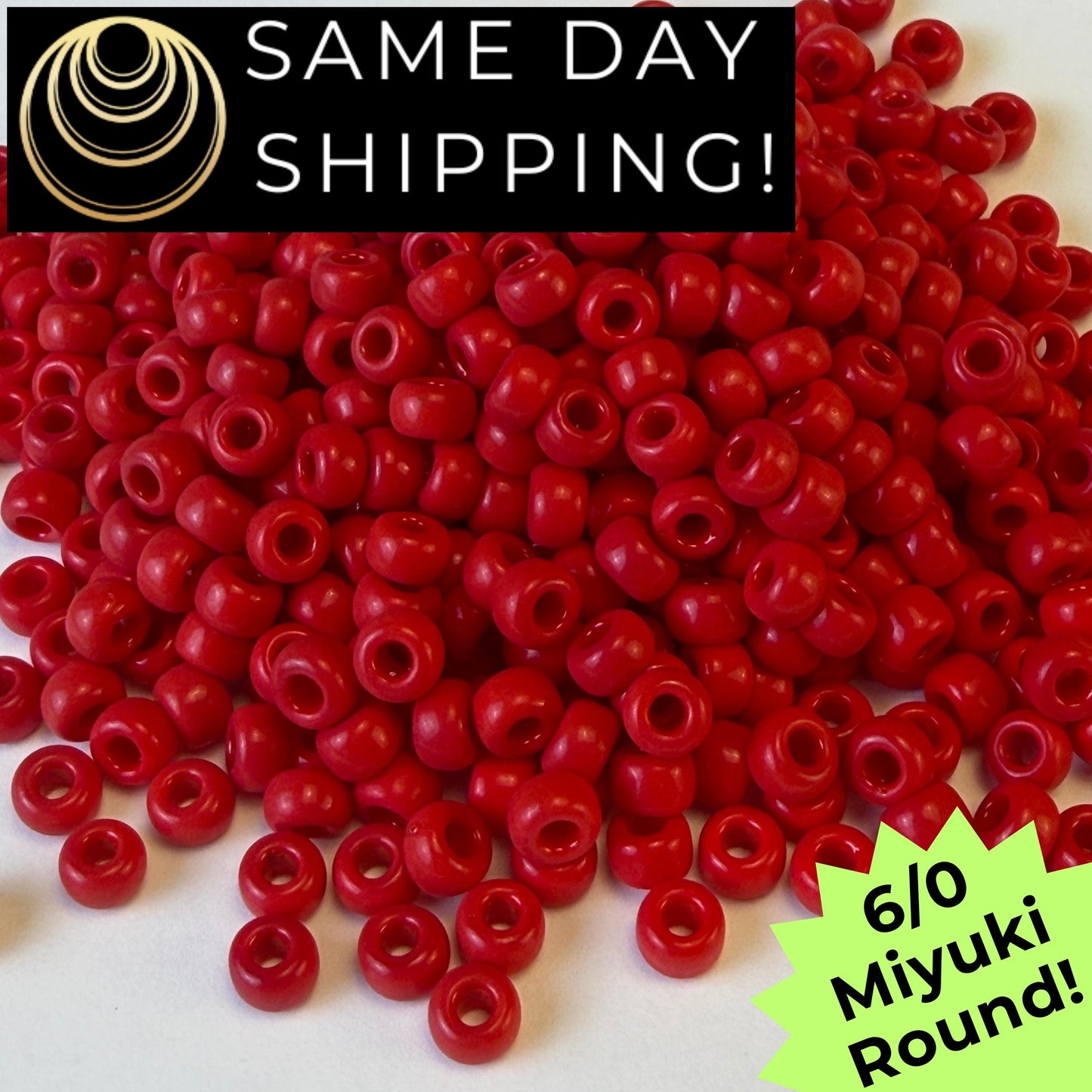 6-0408 Miyuki 6/0 Round Opaque Red 20g Tube
