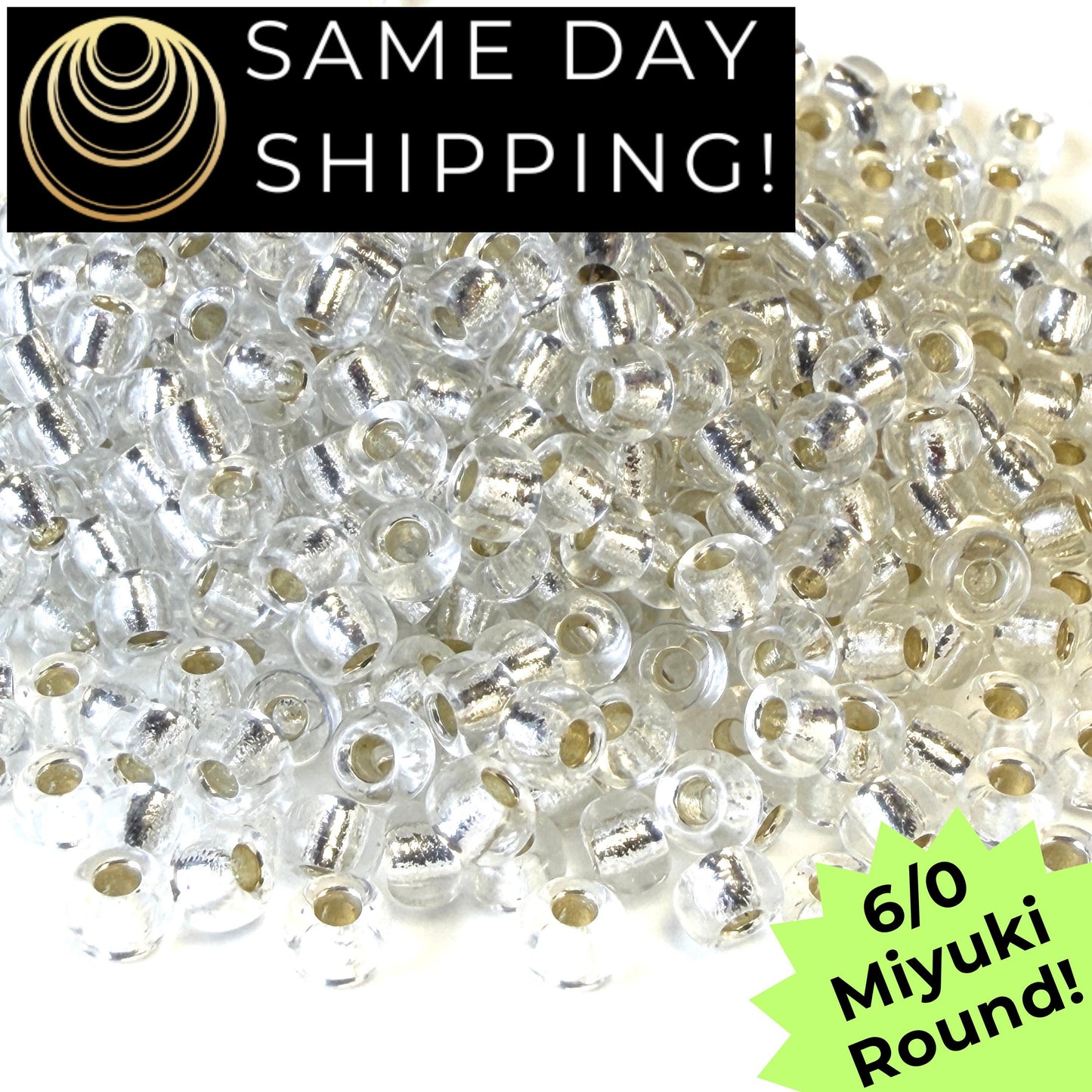 6-0131S Miyuki 6/0 Round Silver Lined Crystal 20g Tube