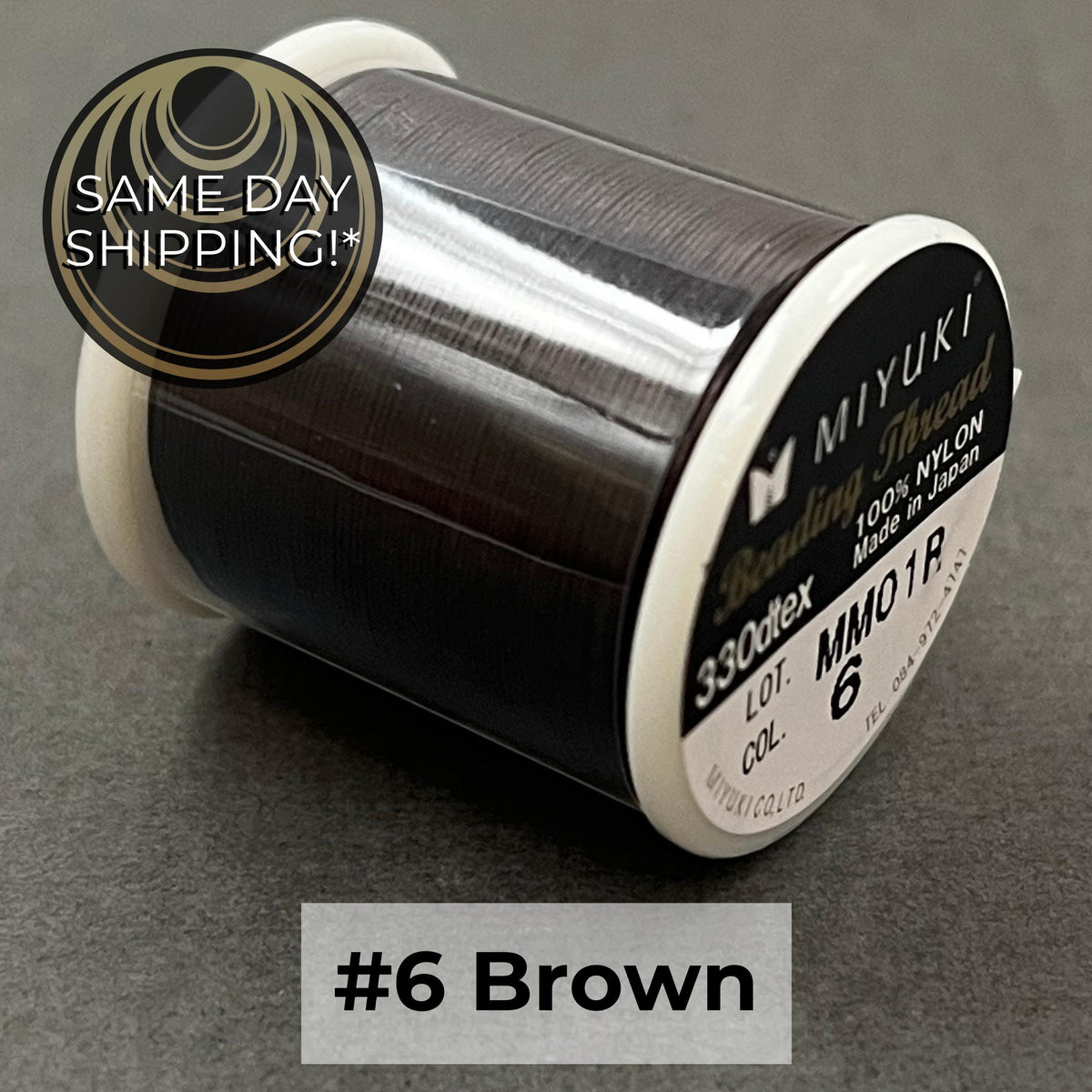 BROWN #6 Miyuki Beading Thread, 330dtex, 50 Meters