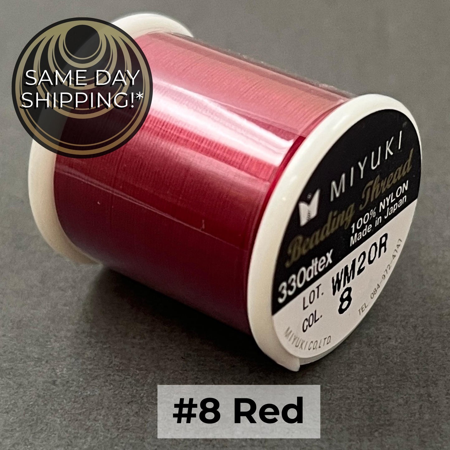 RED #8 Miyuki Beading Thread, 330dtex, 50 Meters