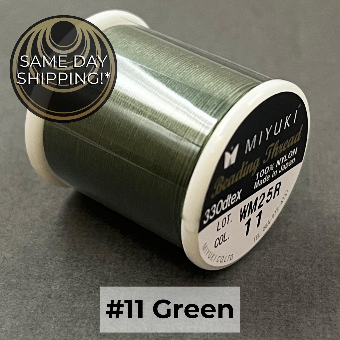 GREEN #11 Miyuki Beading Thread, 330dtex, 50 Meters