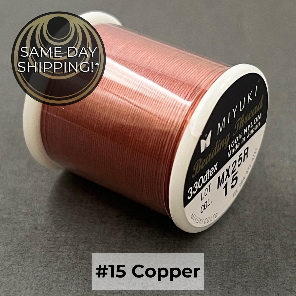 COPPER #15 Miyuki Beading Thread, 330dtex, 50 Meters