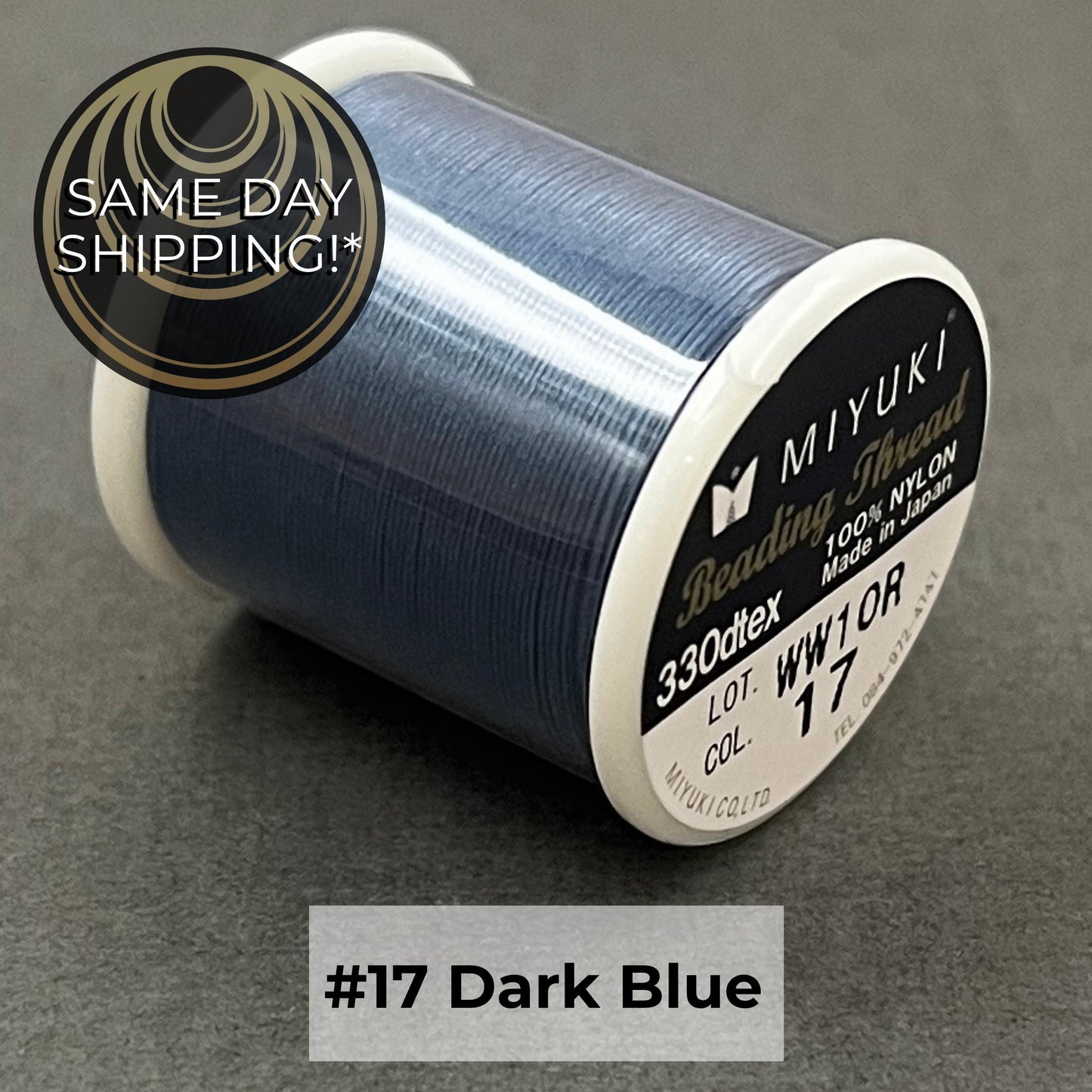 DARK BLUE #17 Miyuki Beading Thread, 330dtex, 50 Meters