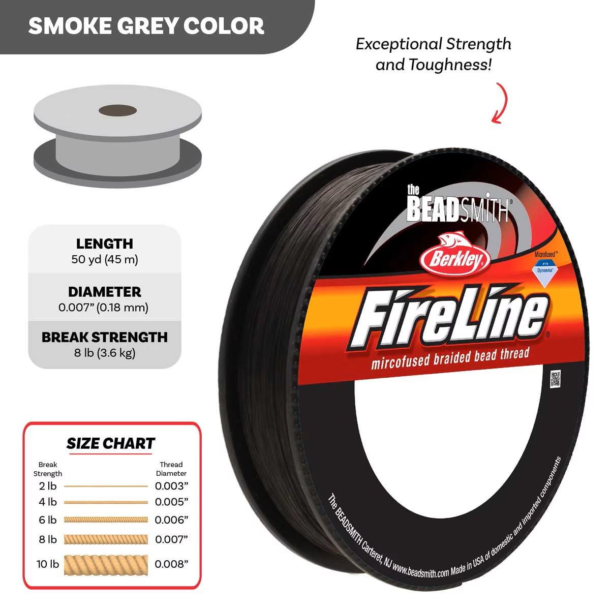 8LB, 50YD Smoke FireLine Beading Thread