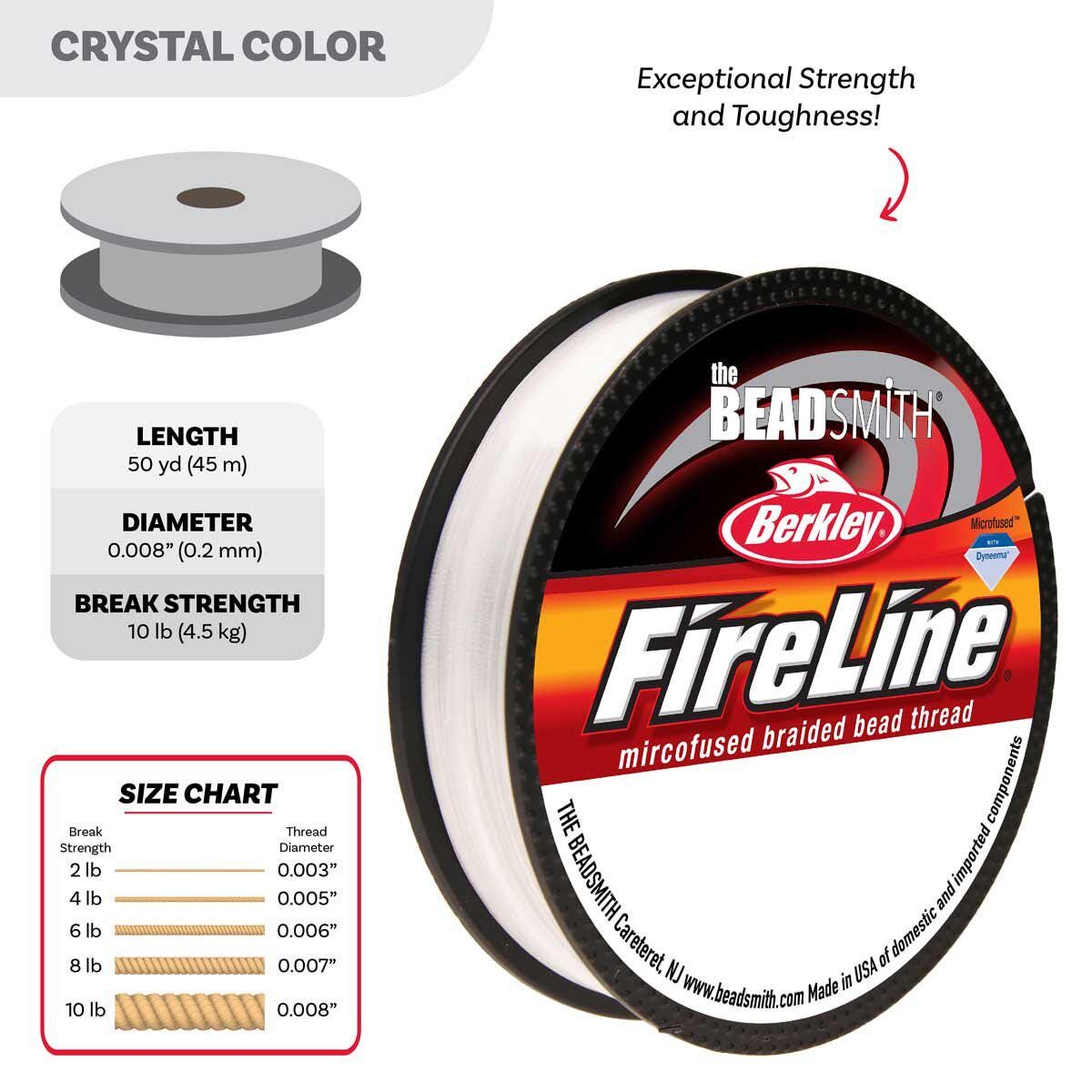 10LB, 50YD Crystal FireLine Beading Thread