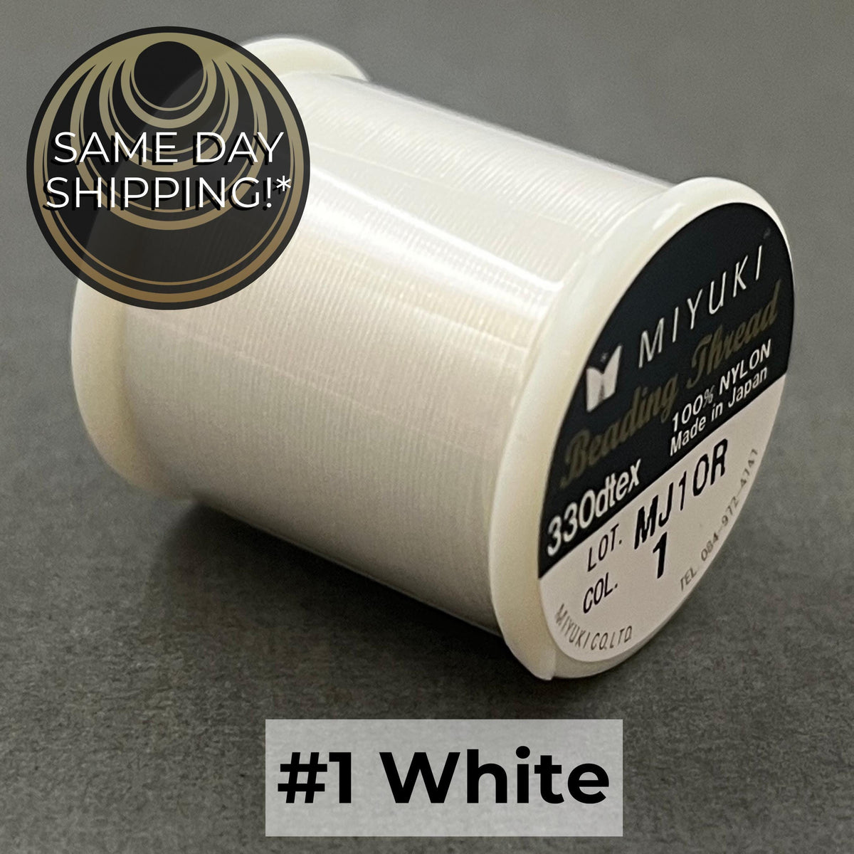 WHITE #1 Miyuki Beading Thread, 330dtex, 50 Meters