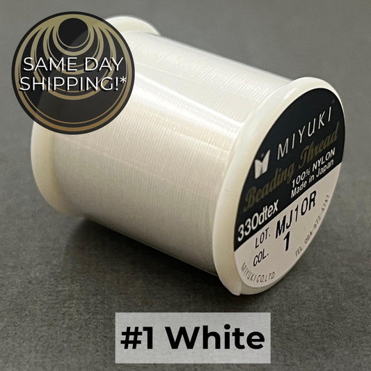 WHITE #1 Miyuki Beading Thread, 330dtex, 50 Meters