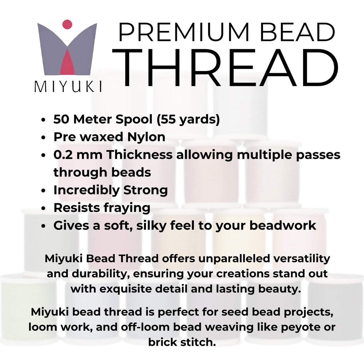 SILVER #3 Miyuki Beading Thread, 330dtex, 50 Meters