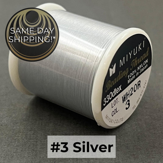 SILVER #3 Miyuki Beading Thread, 330dtex, 50 Meters