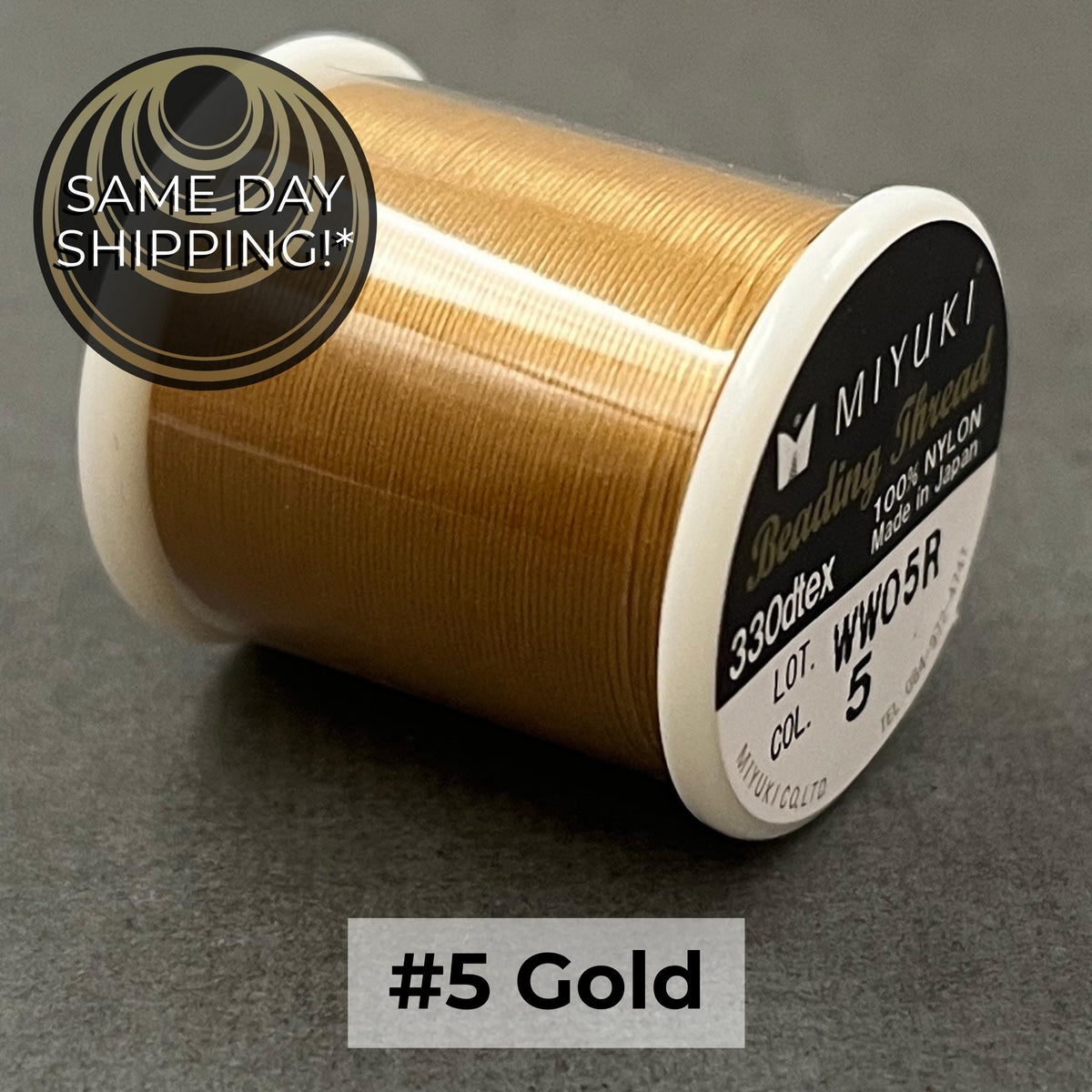 GOLD #5 Miyuki Beading Thread, 330dtex, 50 Meters
