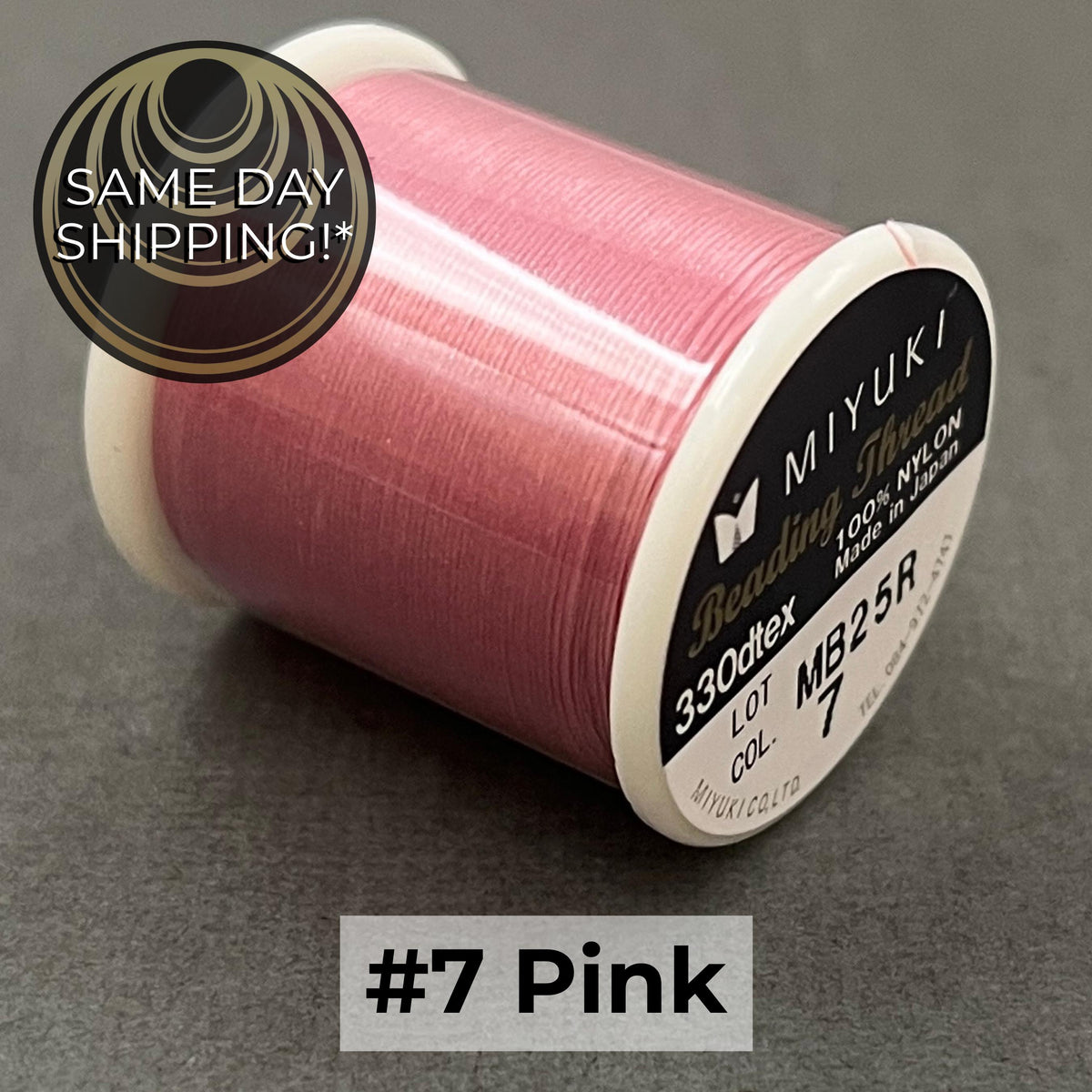 PINK #7 Miyuki Beading Thread, 330dtex, 50 Meters