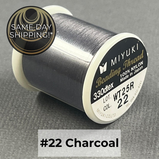 CHARCOAL #22 Miyuki Beading Thread, 330dtex, 50 Meters
