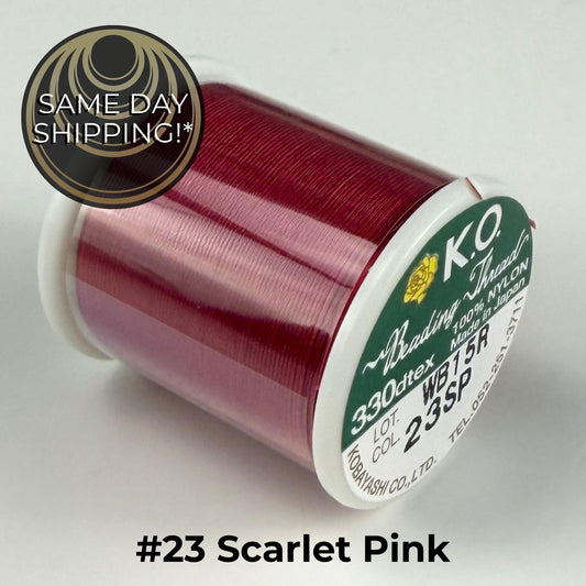 Scarlet Pink #23 KO Beading Thread, 330dtex, 50 Meters