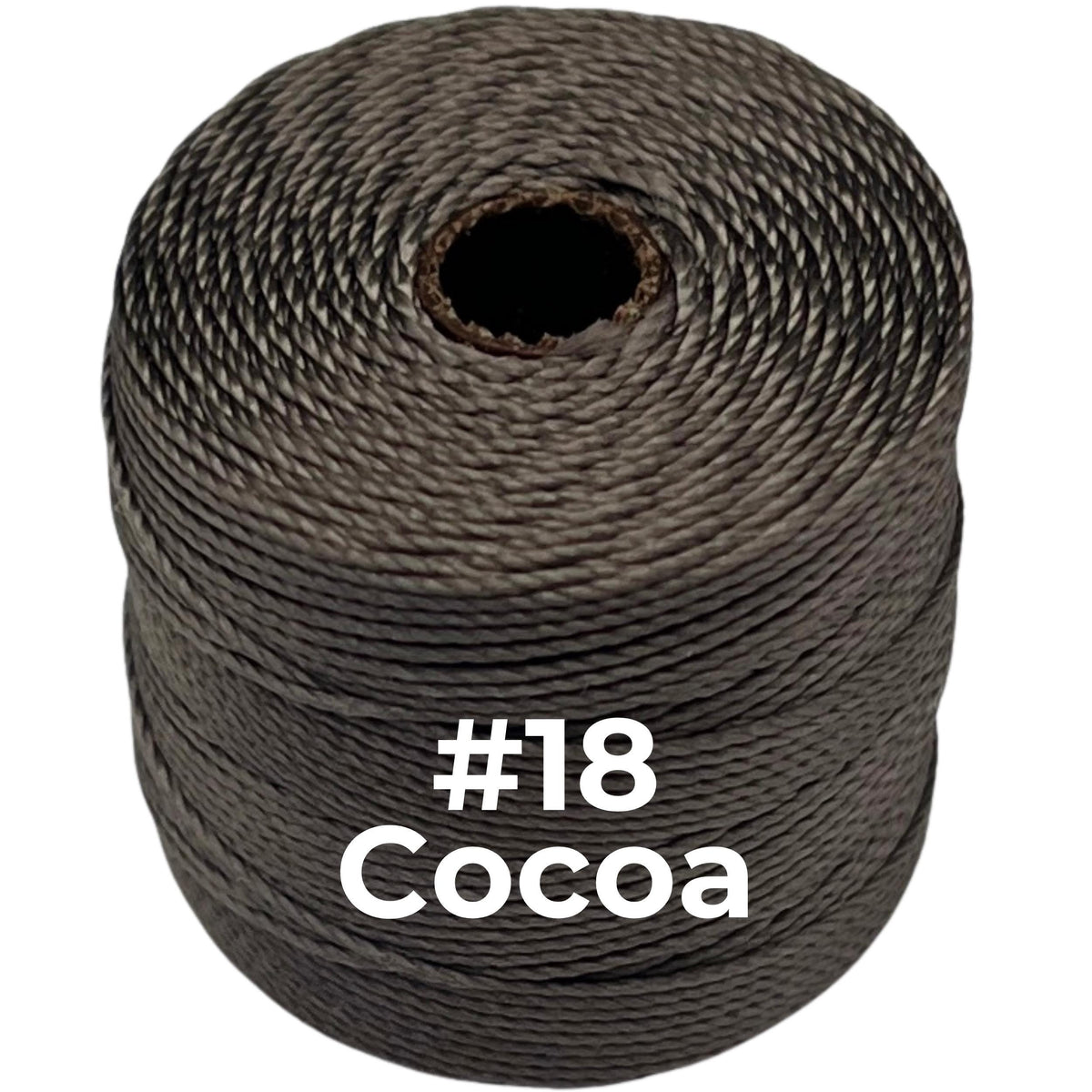 Cocoa #18 S-Lon Bead Cord TEX 210 77yd 0.5mm, 1 Spool