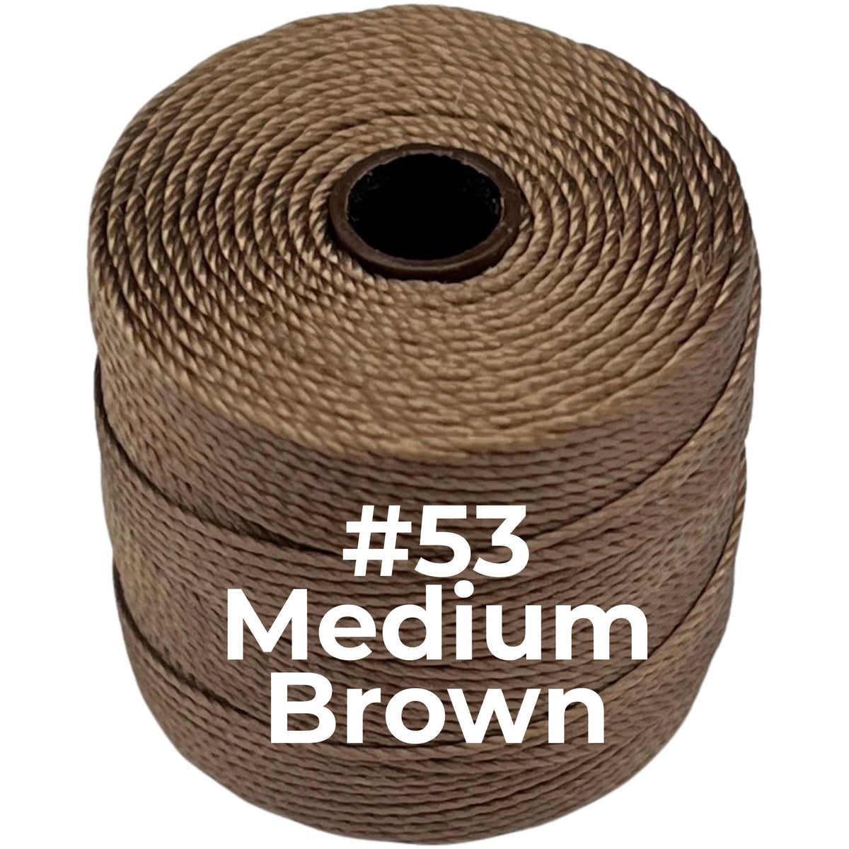 Medium Brown #53 S-Lon Bead Cord TEX 210 77yd 0.5mm, 1 Spool