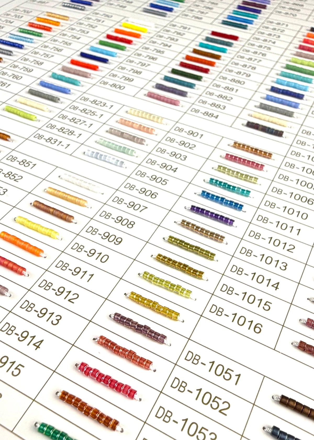 11/0 Miyuki Delica Professional Full Catalog Sample Cards