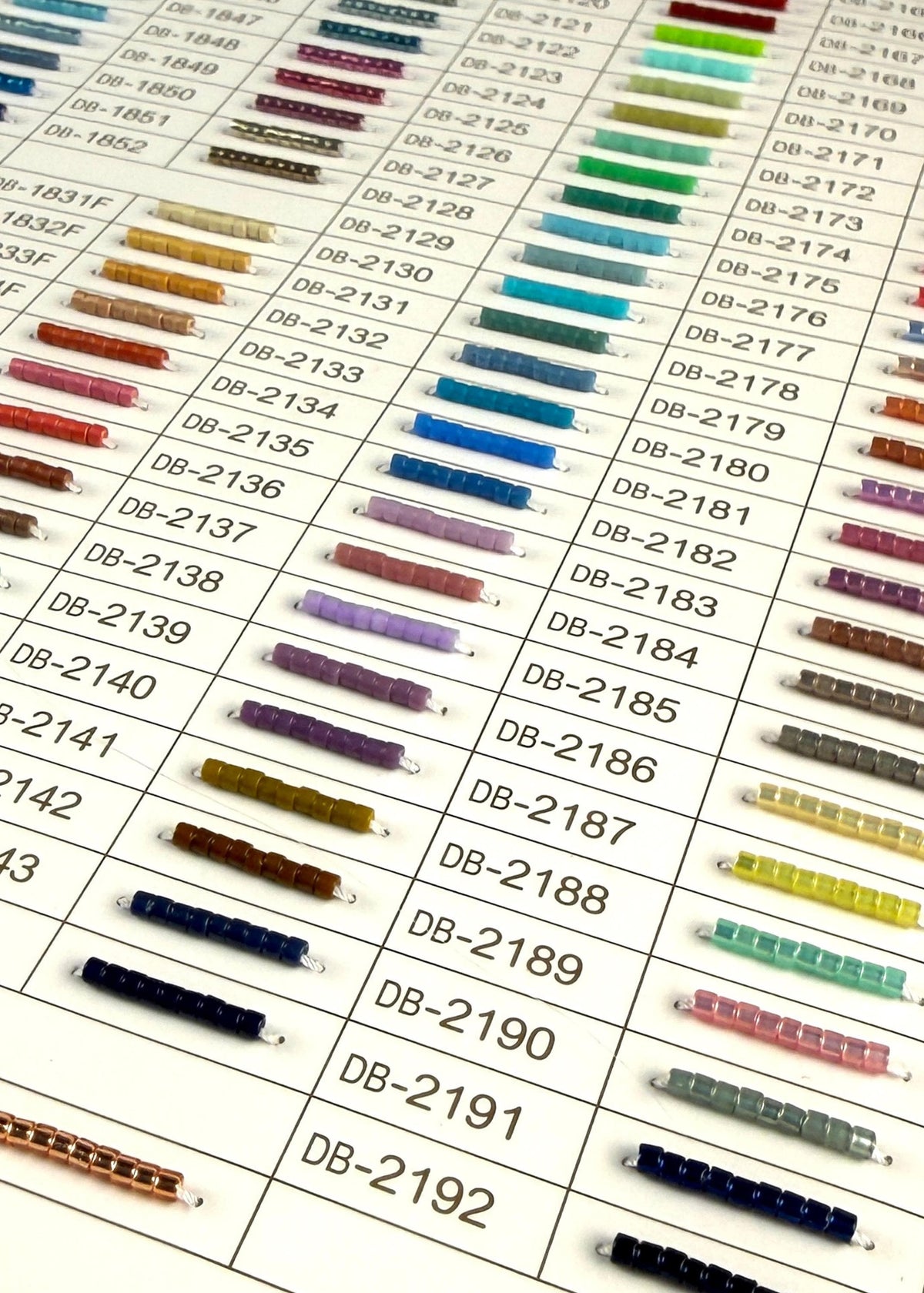 11/0 Miyuki Delica Professional Full Catalog Sample Cards