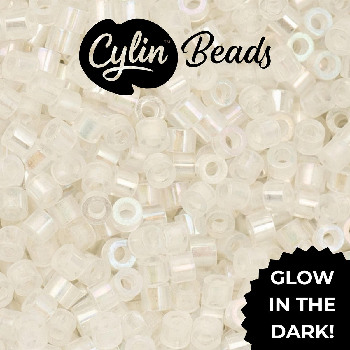 CY11-1115 11/0 Cylin Beads Glow in Dark AB White to Turquoise