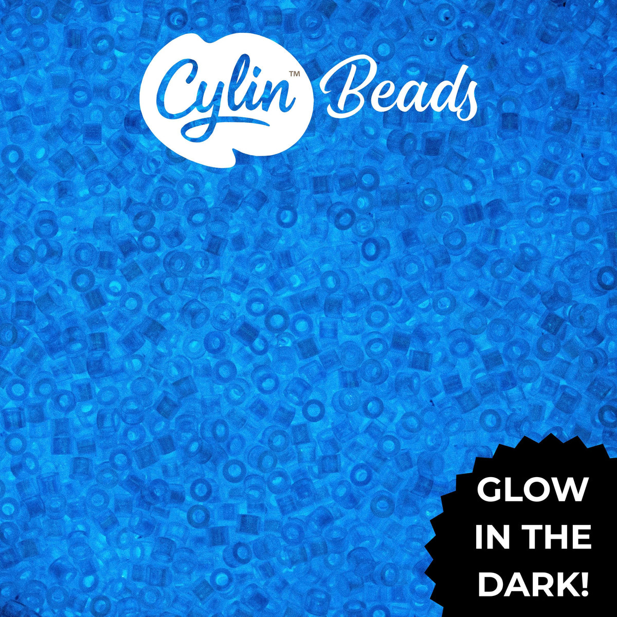 CY11-1116 11/0 Cylin Beads Glow in Dark AB White to Sky