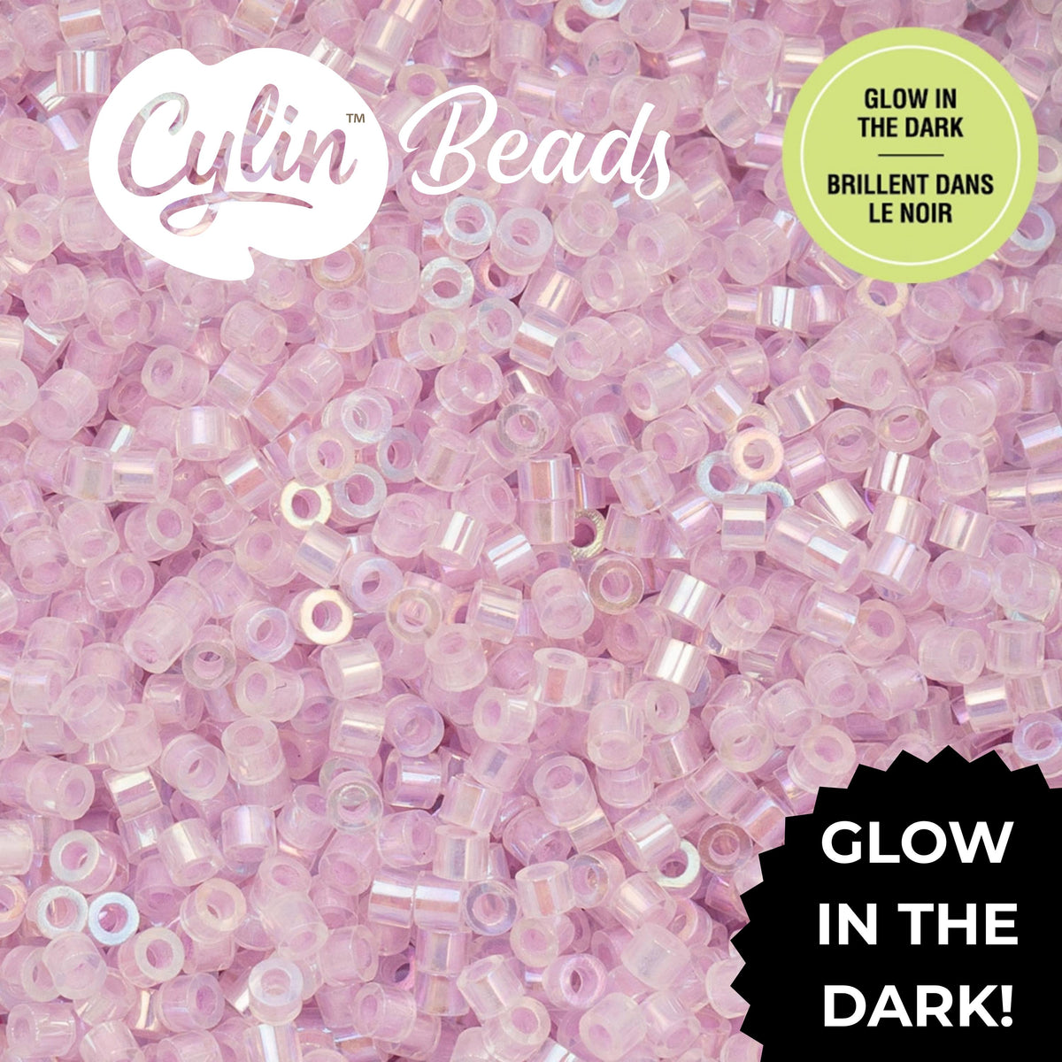 CY11-1120 11/0 Cylin Beads Glow in Dark AB Violet