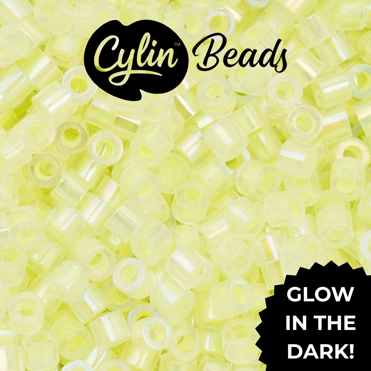 CY11-1123 11/0 Cylin Beads Glow in Dark AB Neon Yellow
