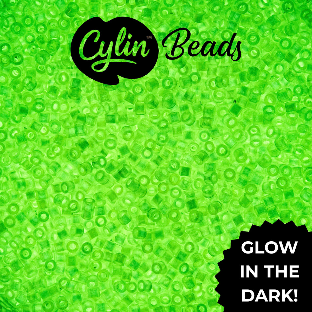 CY11-1123 11/0 Cylin Beads Glow in Dark AB Neon Yellow