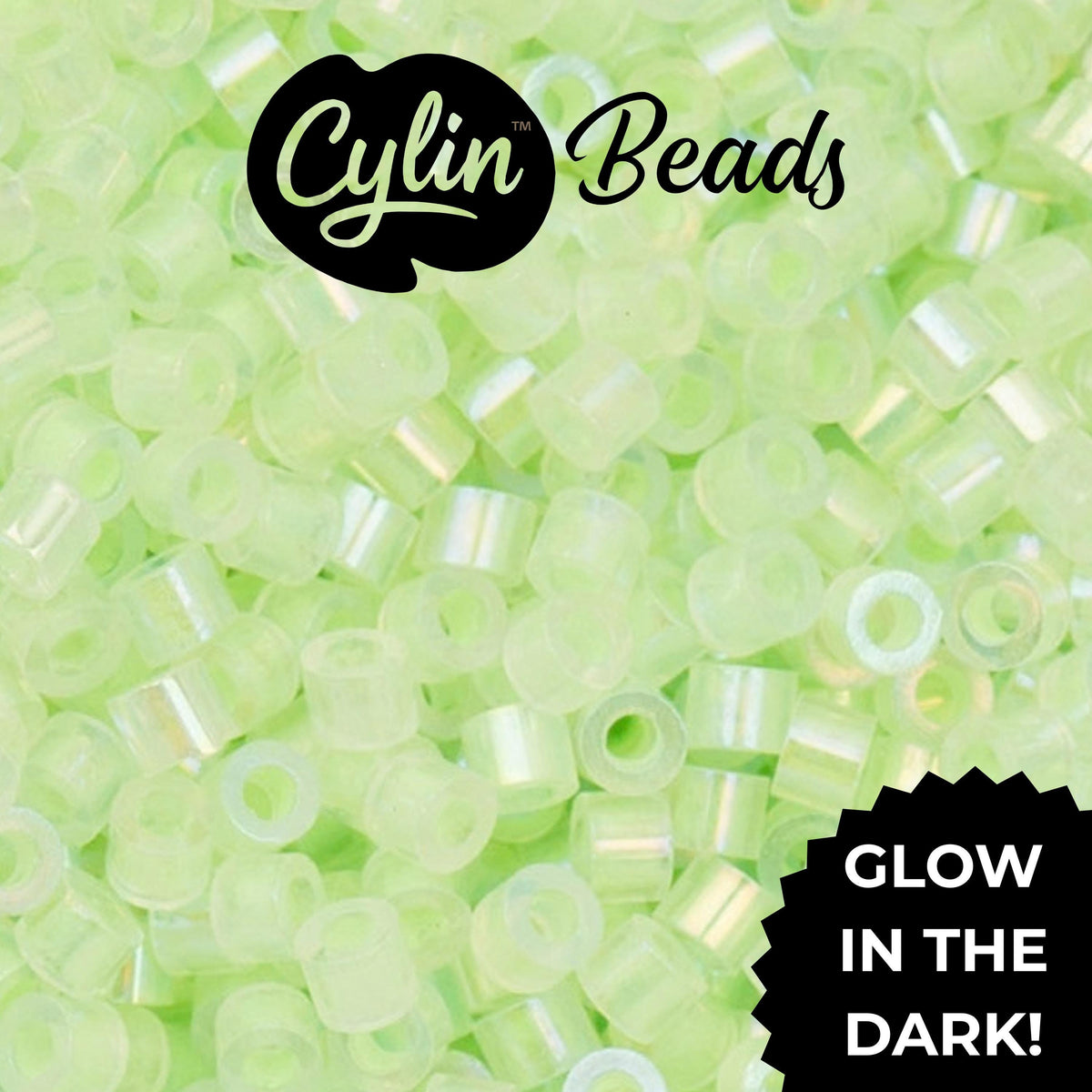 CY11-1124 11/0 Cylin Beads Glow in Dark AB Light Green