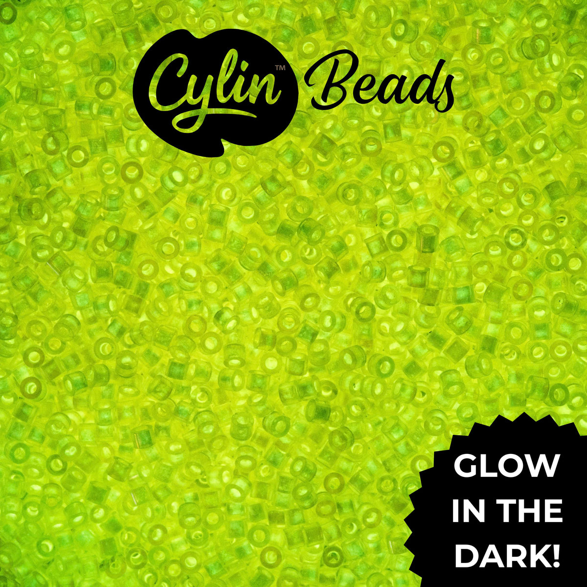 CY11-1127 11/0 Cylin Beads Glow in Dark AB Light Yellow