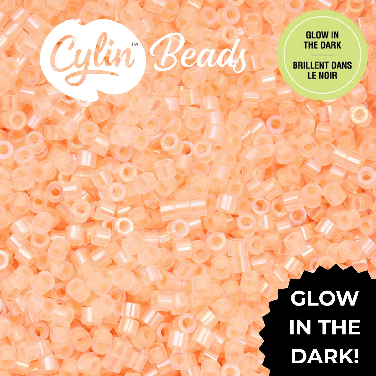 CY11-1128 11/0 Cylin Beads Glow in Dark AB Orange