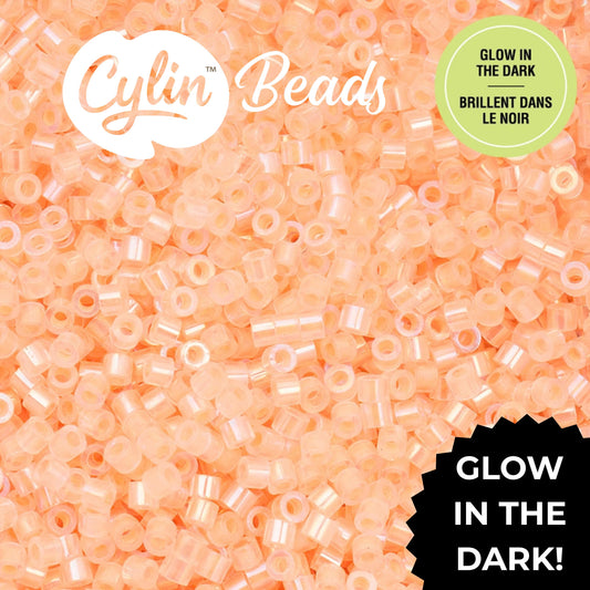 CY11-1128 11/0 Cylin Beads Glow in Dark AB Orange