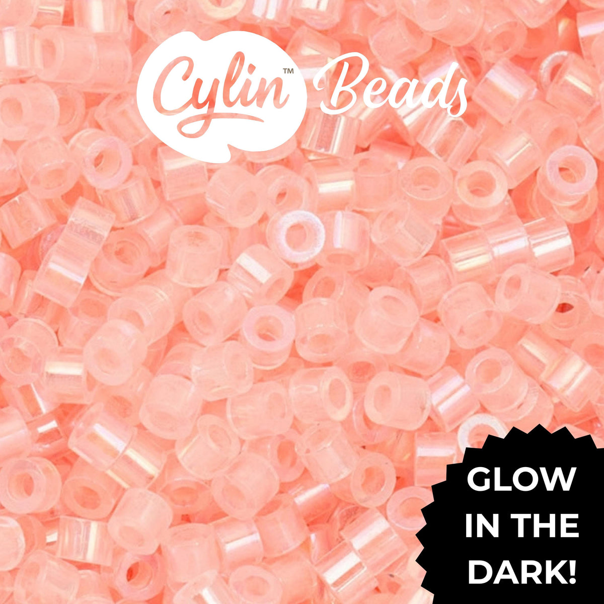 CY11-1129 11/0 Cylin Beads Glow in Dark AB Coral