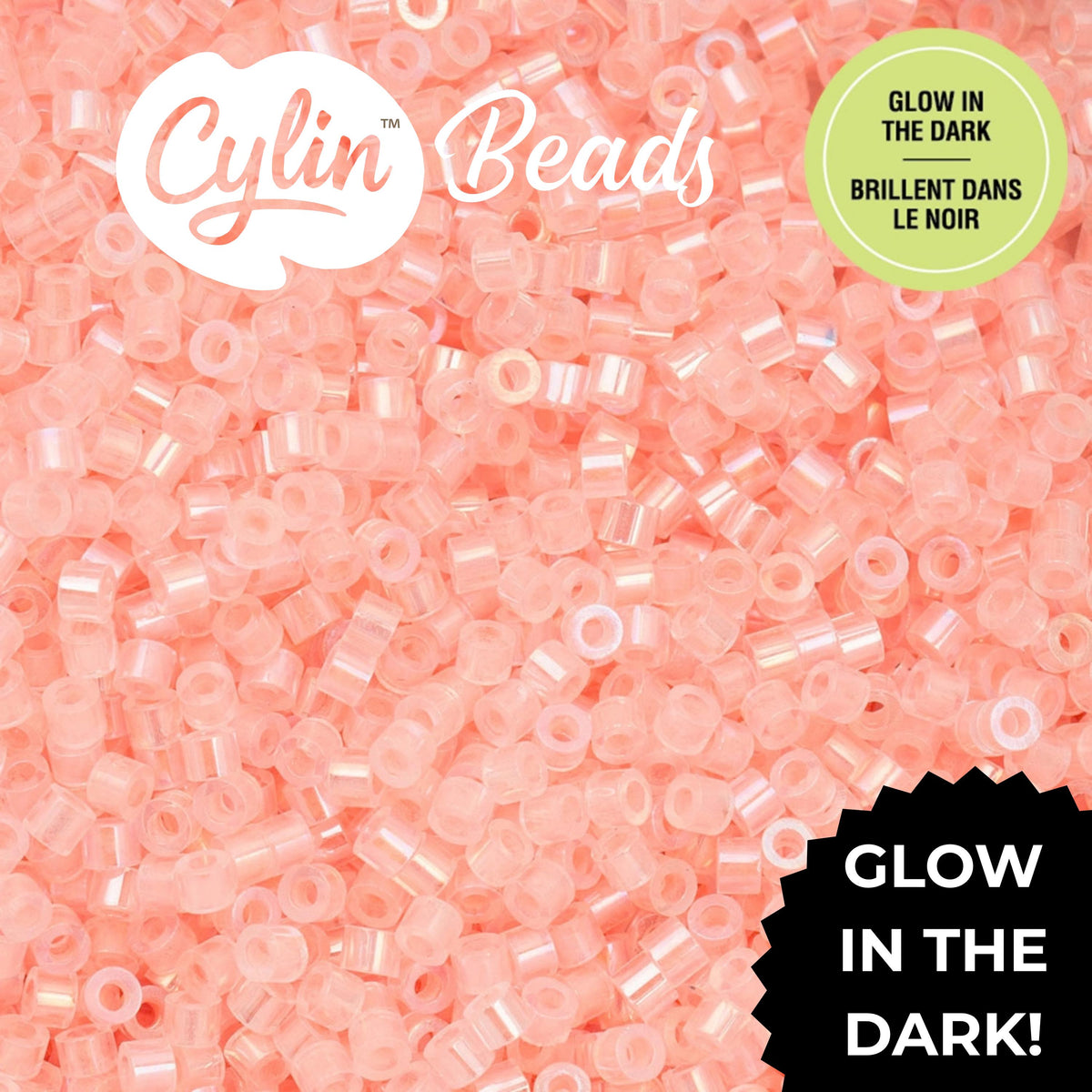 CY11-1129 11/0 Cylin Beads Glow in Dark AB Coral