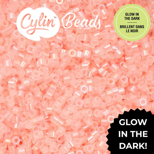 CY11-1129 11/0 Cylin Beads Glow in Dark AB Coral