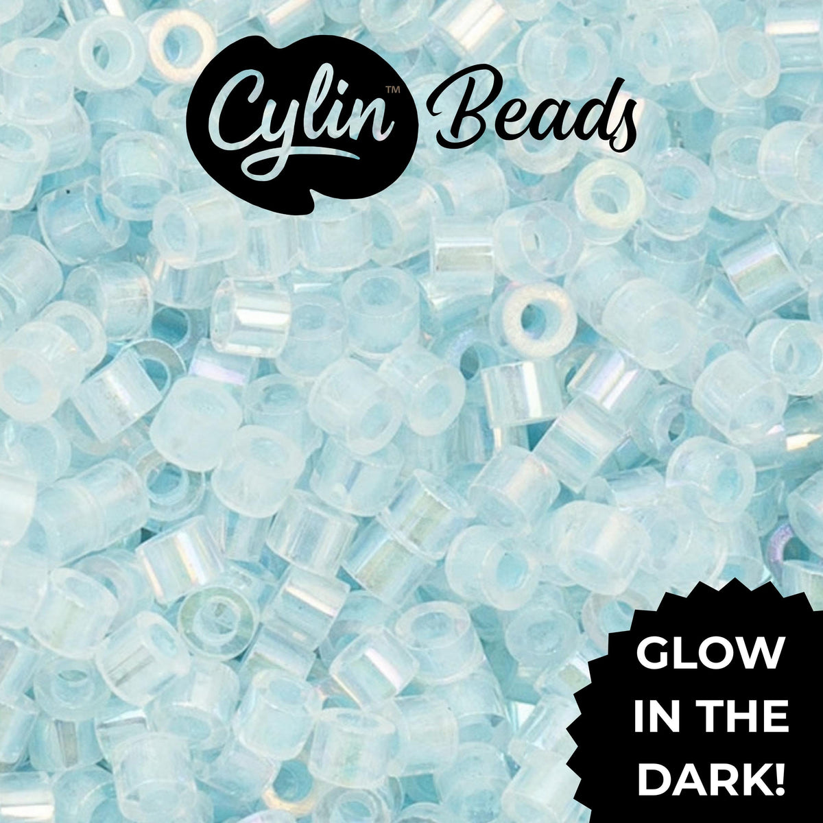 CY11-1131 11/0 Cylin Beads Glow in Dark AB Sky