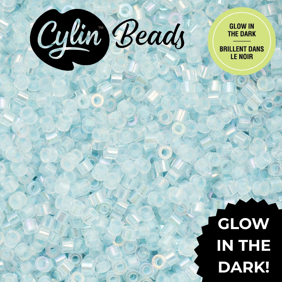 CY11-1131 11/0 Cylin Beads Glow in Dark AB Sky