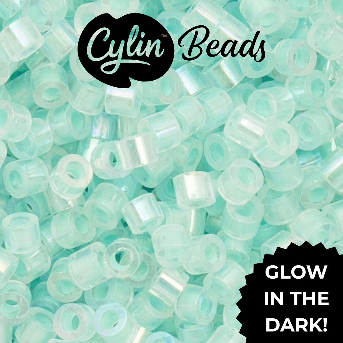 CY11-1132 11/0 Cylin Beads Glow in Dark AB Turquoise