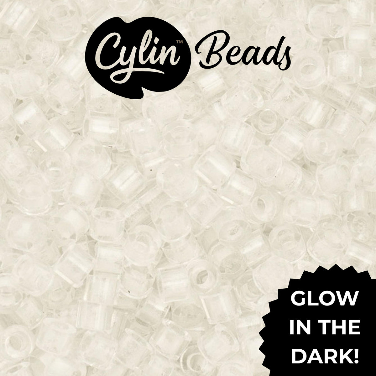 CY11-1135 11/0 Cylin Beads Glow in Dark White to Turquoise