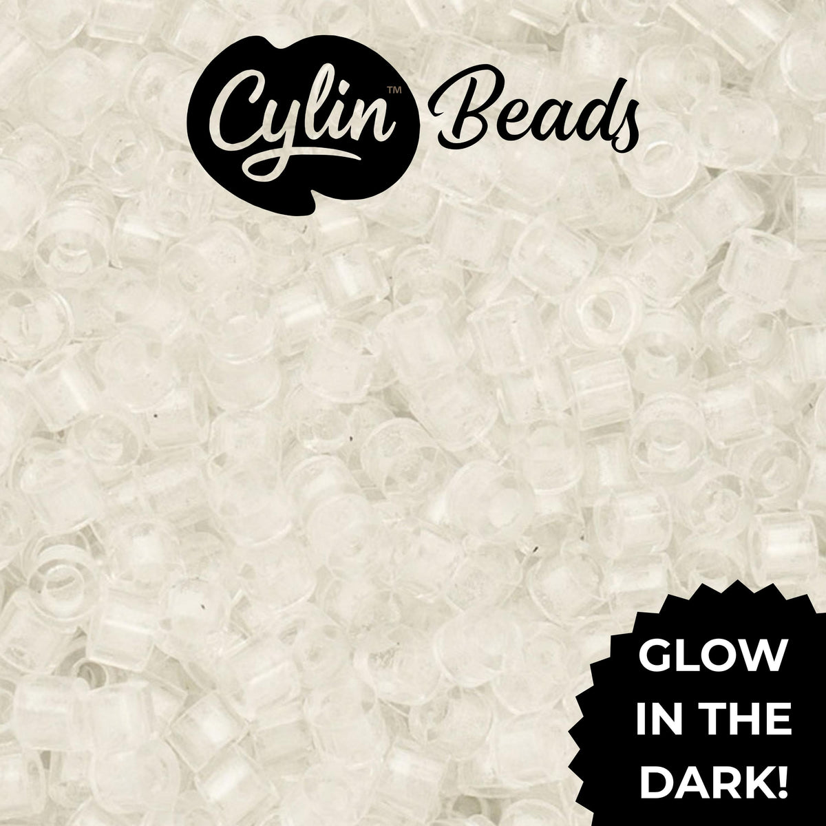 CY11-1136 11/0 Cylin Beads Glow in Dark White to Sky