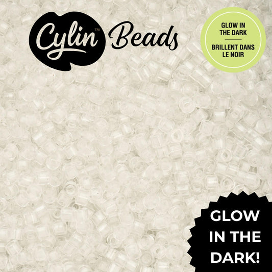 CY11-1136 11/0 Cylin Beads Glow in Dark White to Sky