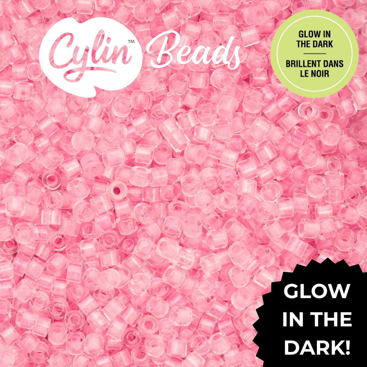 CY11-1137 11/0 Cylin Beads Glow in Dark Pink