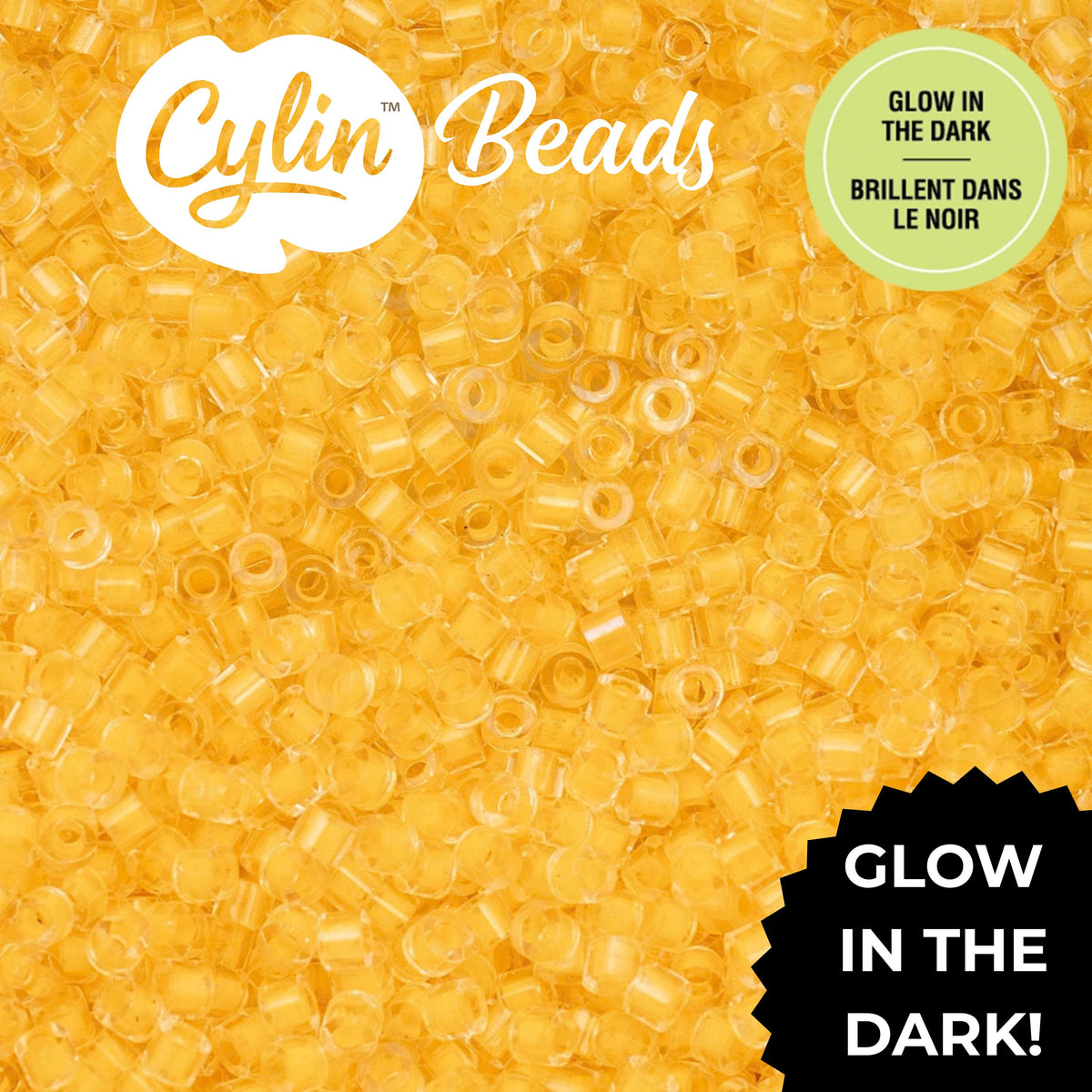 CY11-1147 11/0 Cylin Beads Glow in Dark Light Yellow