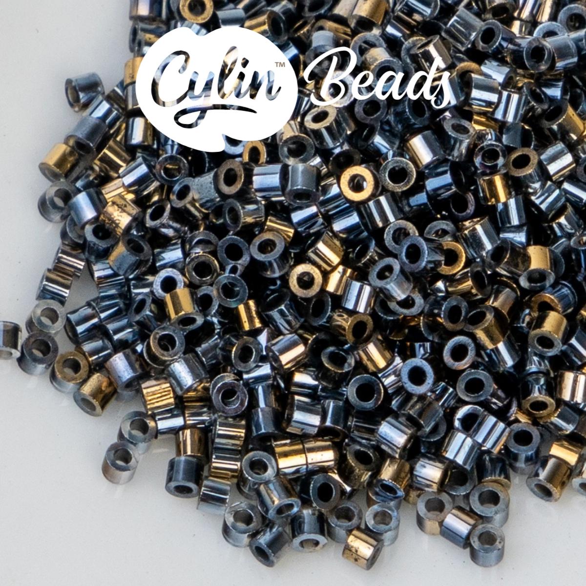 CY11-1240 11/0 Cylin Beads Gilded Halo Gunmetal
