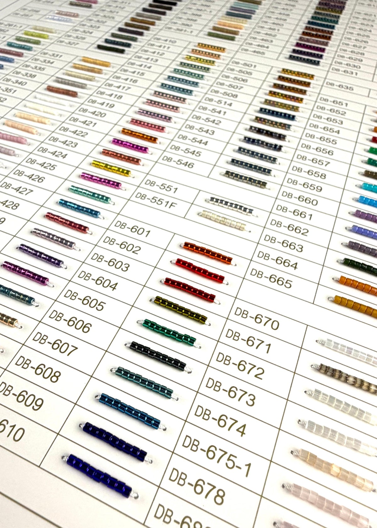 11/0 Miyuki Delica Professional Full Catalog Sample Cards