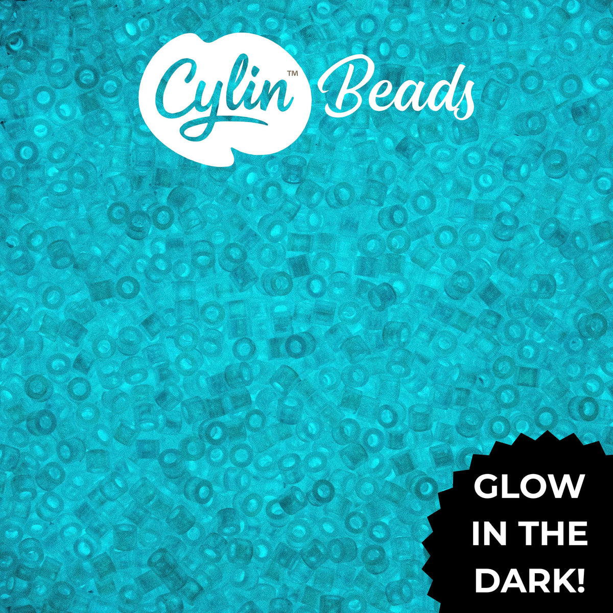 CY11-1115 11/0 Cylin Beads Glow in Dark AB White to Turquoise